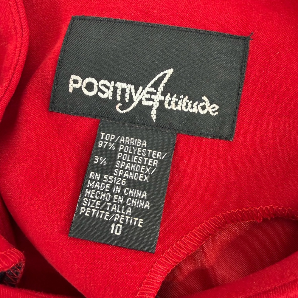 Positive Attitude Long Sleeve Button Back Beaded Front Red Top Size 10P - Picture 4 of 8